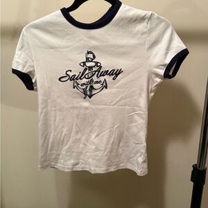 White and Navy Graphic Tee